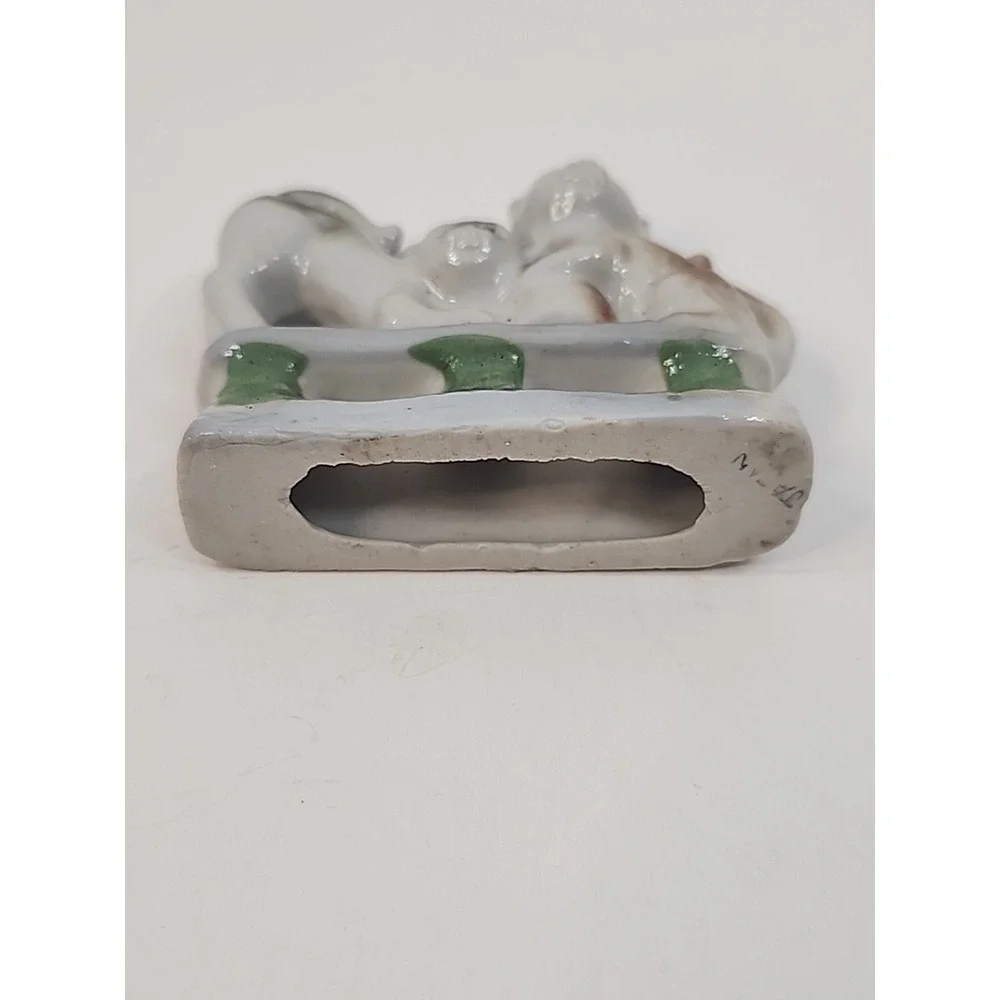 Vintage Cats On A Bench Japanese‎ Porcelain Ceramic Figurine 3.5
